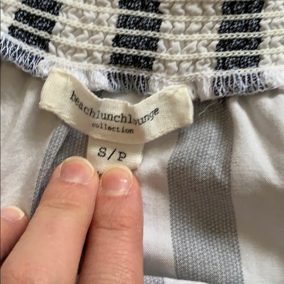 White and blue striped off the shoulder top S - Picture 6 of 7